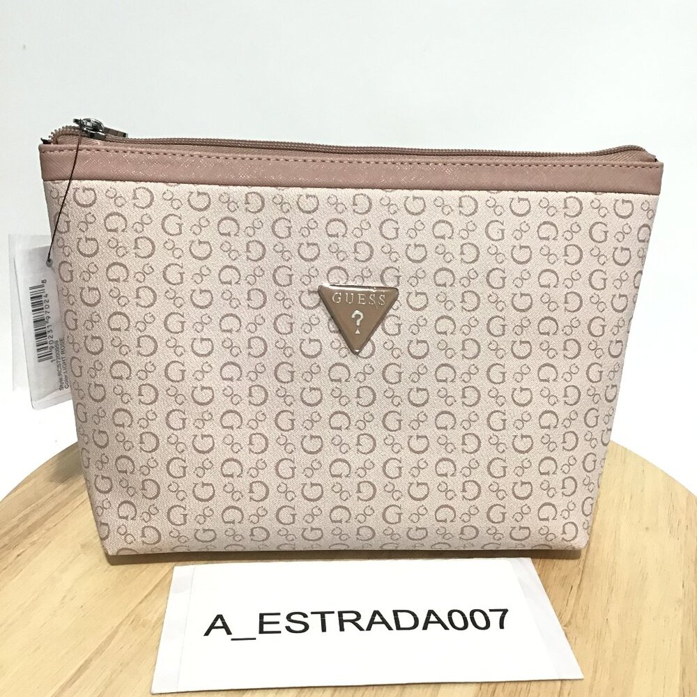 Guess Cosmetic Travel Make Up Toiletry Bag Junction Travel Top Zip Light Rose